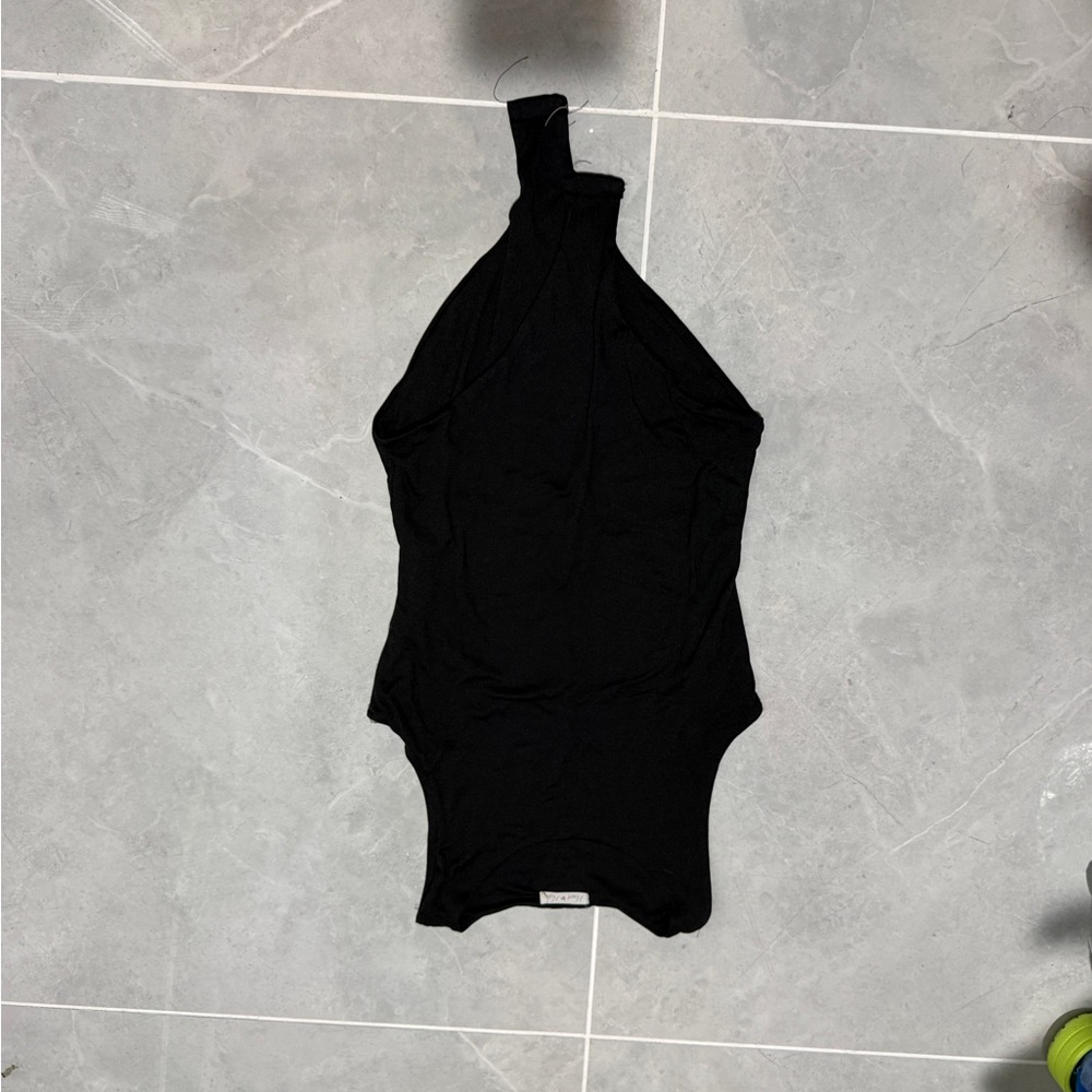 Black One-Shoulder Kids One-Piece Swimsuit